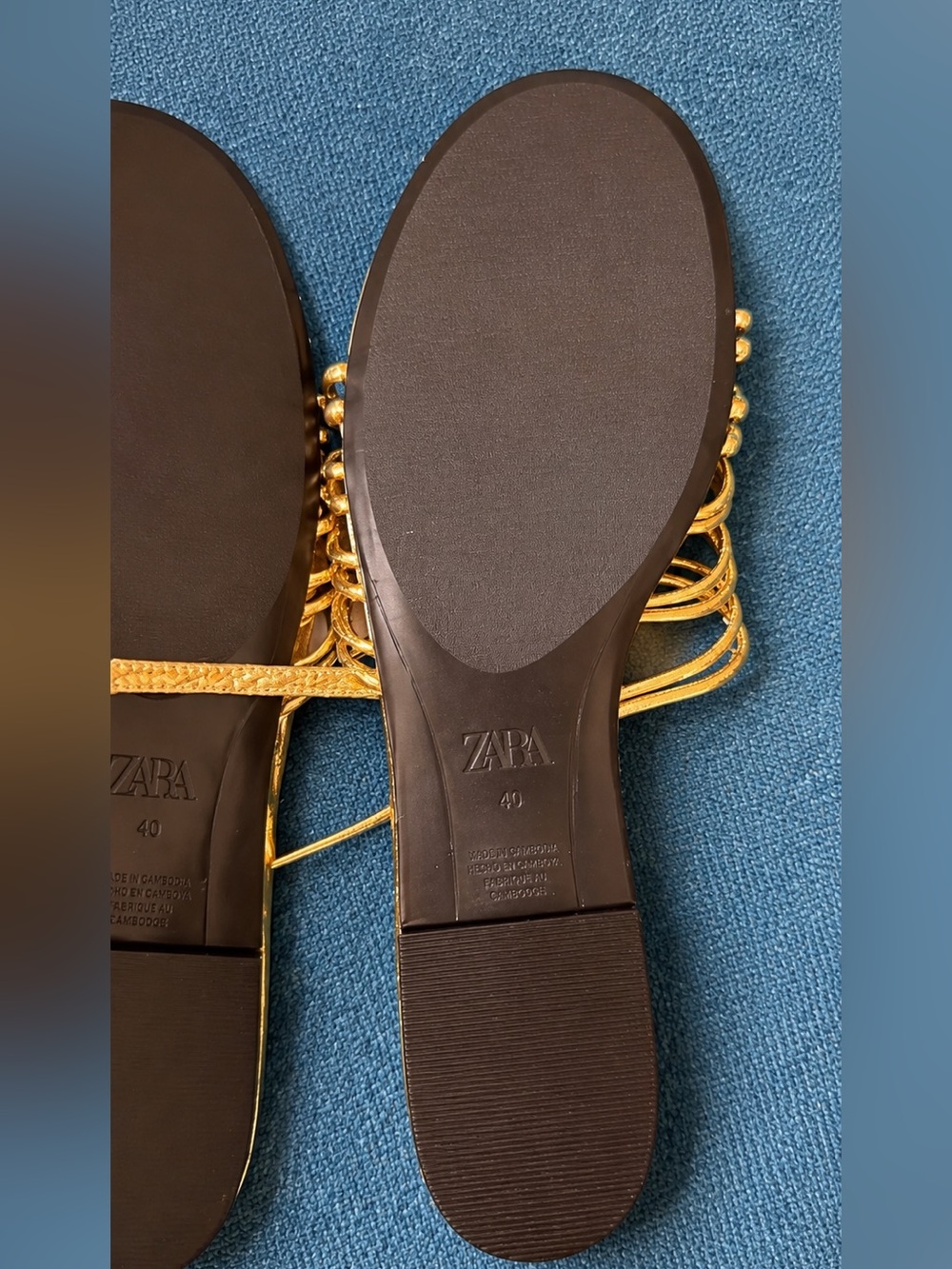 NWT Zara Gold Metallic Strappy Flat Gladiator Sandals Ankle Strap. - Picture 9 of 9